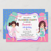 Slumber Party Einladung Sleepover Geburtstag laden (Vorne/Hinten)