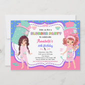 Slumber Party Einladung Sleepover Geburtstag laden (Vorderseite)