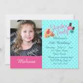 Slumber-Party-Fotovorlage Einladung (Vorderseite)