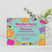 Slumber Party Geburtstag Einladung (Stehend Vorderseite)