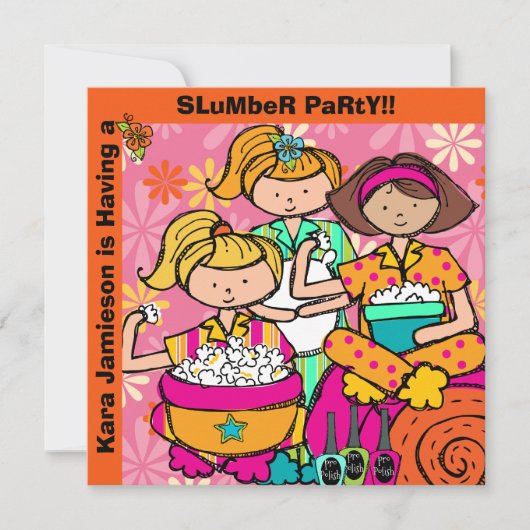 Slumber Party Geburtstag individuelle Einladungen (Vorderseite)