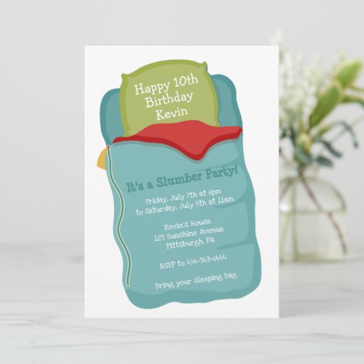 Slumber Party Geburtstagseinladung Einladung (Stehend Vorderseite)