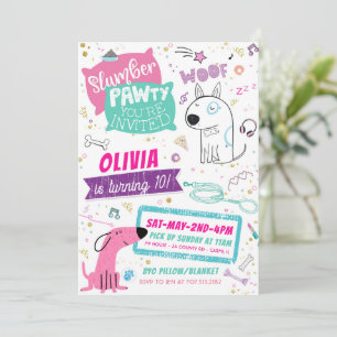 Slumber Party Geburtstagseinladungen - Hunde Welpe