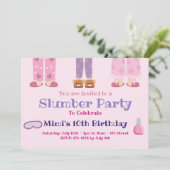 Slumber Party Geburtstagsparty, Sleepover Einladung (Stehend Vorderseite)