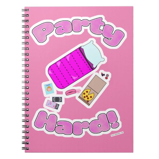 Slumber Party Hard Fun Slogan Cartoon Freude Notizblock (Vorderseite)