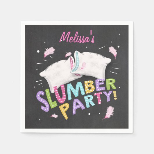 Slumber Party Paper Napkin Pink Girl Sleepover Serviette (Vorderseite)