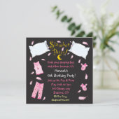 Slumber Party Pillow Fight Geburtstag Einladung (Stehend Vorderseite)