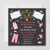 Slumber Party Pillow Fight Geburtstag Einladung (Vorderseite)