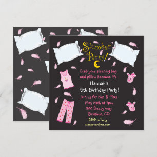 Slumber Party Pillow Fight Geburtstag Einladung