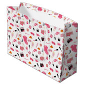 Slumber Party Pink Girl Kindermuster Große Geschenktüte (Rückseite Schrägansicht)