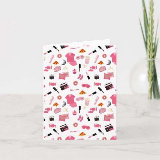Slumber Party Pink Girl Kindermuster Karte (Vorderseite)