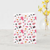 Slumber Party Pink Girl Kindermuster Karte (Gelbe Blume)