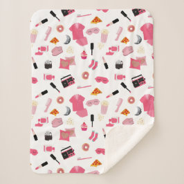 Slumber Party Pink Girl Kindermuster Sherpadecke