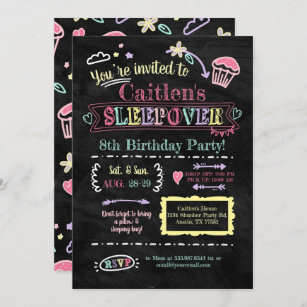 Slumber Party Sleepover Geburtstagskhalle Doodle Einladung