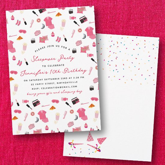 Slumber Party Sleepover Kindergeburtstag Party Einladung