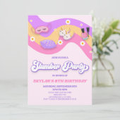 Slumber Party Sleepover Retro Geburtstagsparty Einladung (Stehend Vorderseite)
