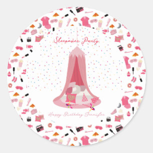 Slumber Party Sleepover Zelt Kindergeburtstag Part Runder Aufkleber