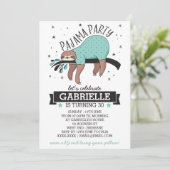 Slumber Party Sloth Einladung (Stehend Vorderseite)