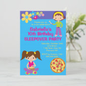 Slumber Party Spaß Geburtstag Einladung (Stehend Vorderseite)