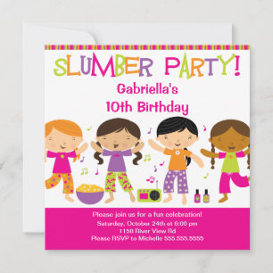 Slumber Party Spaß Geburtstag Einladung