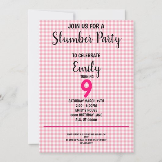 Slumber Party Squad Girls Pajamas Matching  Einladung (Rückseite)