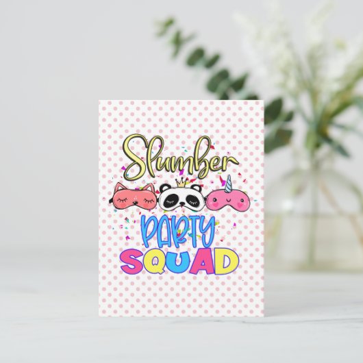 Slumber Party Squad Girls Pajamas Matching Postkarte (Stehend Vorderseite)