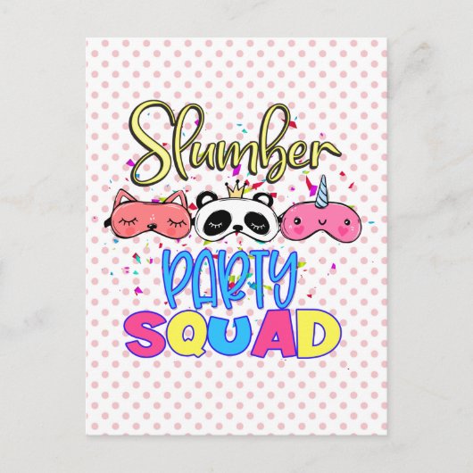 Slumber Party Squad Girls Pajamas Matching Postkarte (Vorderseite)