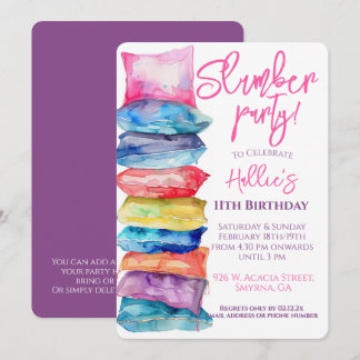 Slumber Party Wasserfarbkissen Einladung