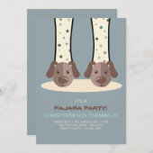 Slumber Party Welpe Slippers Einladung (Vorne/Hinten)