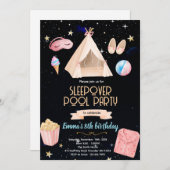 Slumber Pool birthday Party Invitation Einladung (Vorne/Hinten)