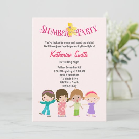 Slumber Sleepos Geburtstagsparty Einladung (Stehend Vorderseite)