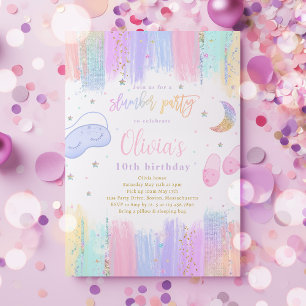 Slumber Sleepover Geburtstagsparty Tee zwischen Pa Einladung