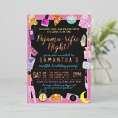 Slumber Sleepover Pajama-erbaut Folieneinladung (Stehend vorne)