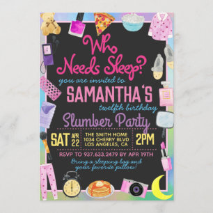Slumber Sleepover Wer muss schlafen? Einladung