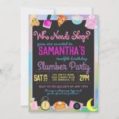 Slumber Sleepover Wer muss schlafen? Einladung (Vorderseite)