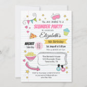 Slumber und Sleepover Party Einladung zum Geburtst (Vorderseite)