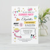 Slumber und Sleepover Party Einladung zum Geburtst (Stehend Vorderseite)