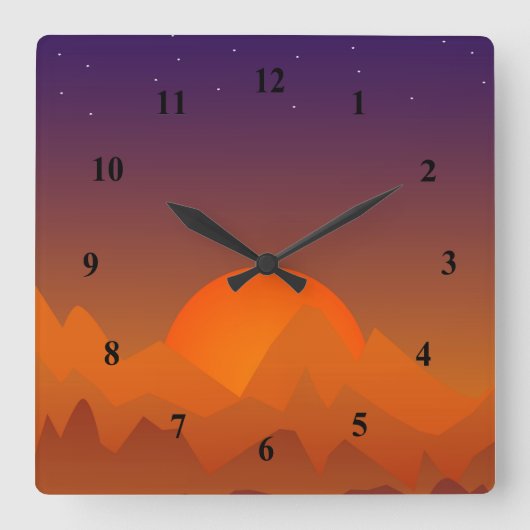 Slumbering Hills Southwest Landscape Art Sunset Quadratische Wanduhr (Vorderseite)