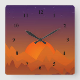 Slumbering Hills Southwest Landscape Art Sunset Quadratische Wanduhr