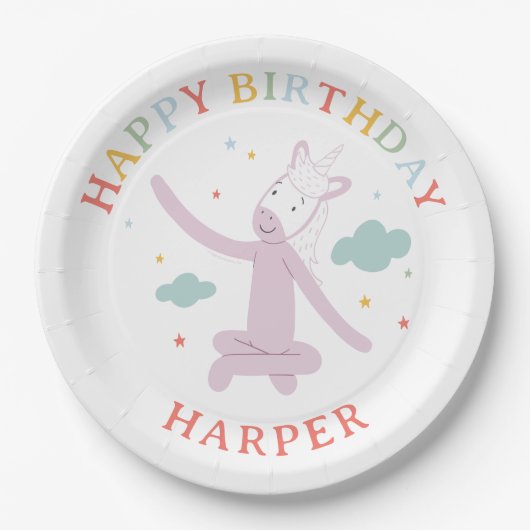 Slumberkins Einhorn Geburtstag Pappteller (Vorderseite)