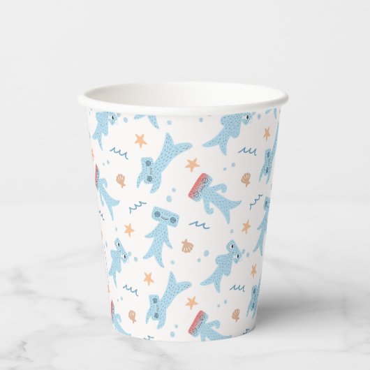 Slumberkins Hammerhead Pattern Birthday Pappbecher (Vorderseite)