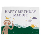 Slumberkins Sloth Birthday  Große Geschenktüte (Vorderseite)