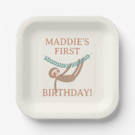 Slumberkins Sloth Birthday Pappteller