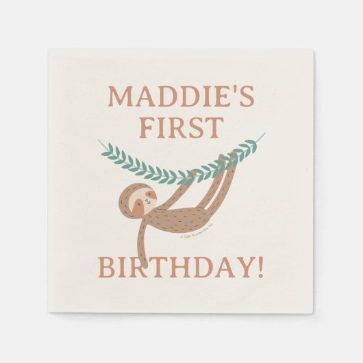 Slumberkins Sloth Birthday Serviette (Vorderseite)