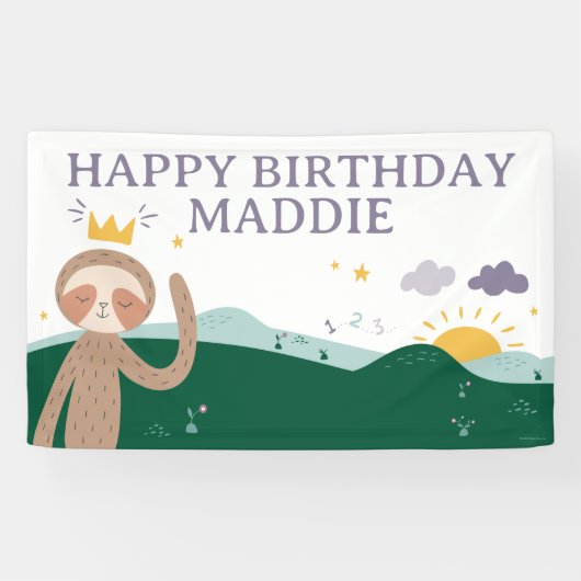 Slumberkins Sloth Birthday Yard Sign Banner (Horizontal)