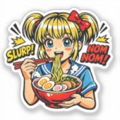 Slurp Nom Anime Girl Ramen Noodles Aufkleber (Vorderseite)
