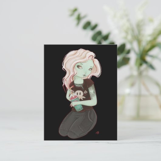 Slushieee - Zombie Goth Girl Postkarte (Stehend Vorderseite)