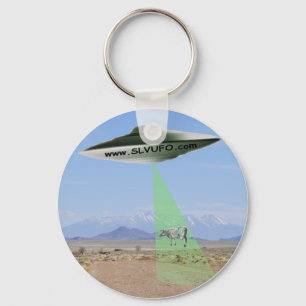 SLV UFO Keychain with UFO beaming up a Cow Schlüsselanhänger