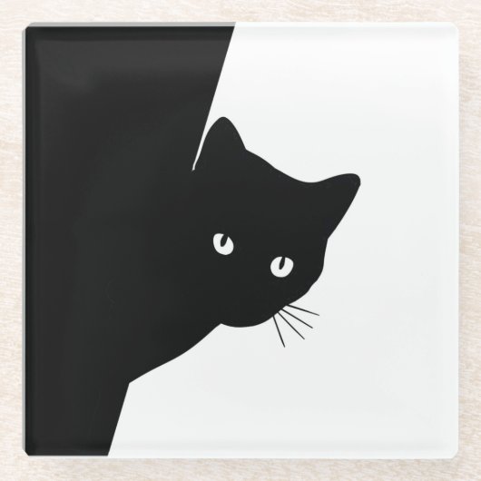 Sly Black Cat Glasuntersetzer (Vorderseite)