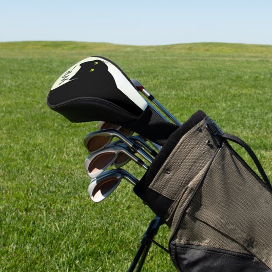 Sly Black Cat Green Initials Golf Headcover (In SItu)